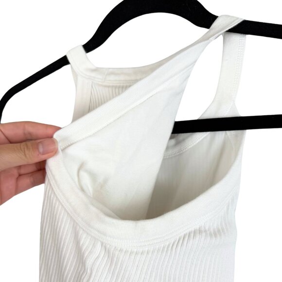 NWOT Uniqlo White Ribbed Halter Neck Padded Built In Shelf Bra Tank Top - XL - Picture 6 of 8
